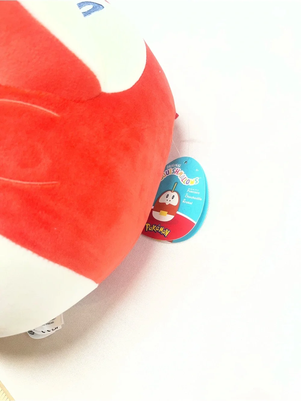 Squishmallows Red White Plush Character with Yellow Patch